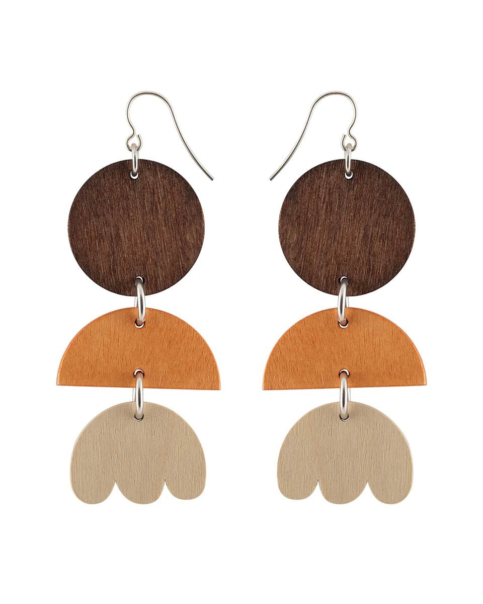 Tarina Earrings, Natural/Brown/ Golden Yellow - pirkko. Aarikka