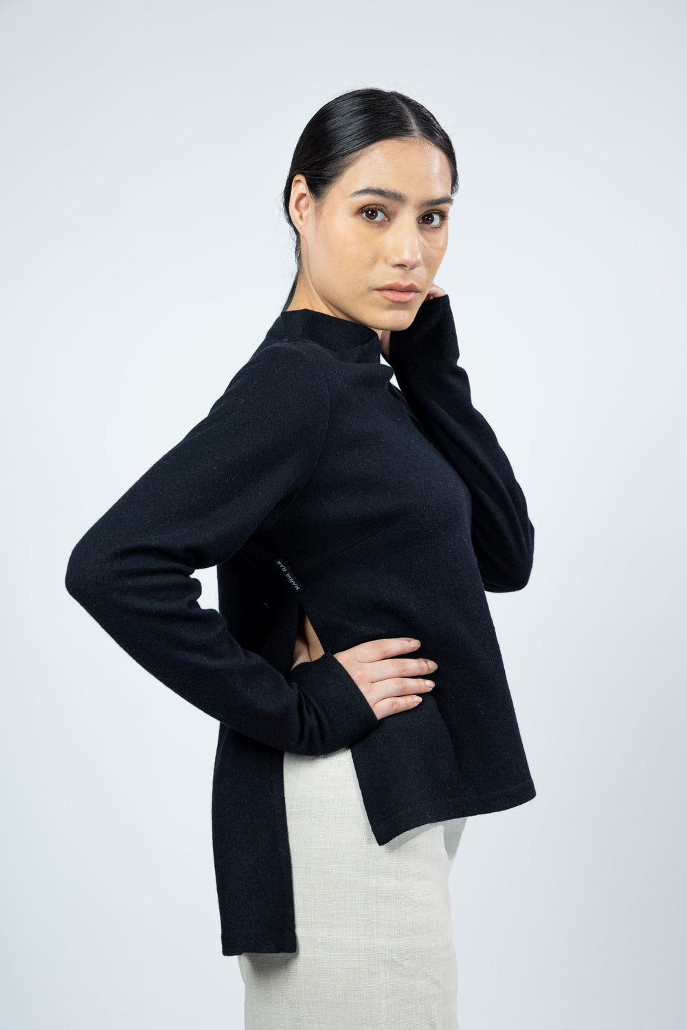 Thelma Boiled Wool Top, Black - pirkko. Marja Rak