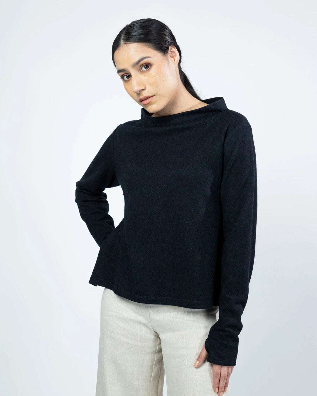 Thelma Boiled Wool Top, Black - pirkko. Marja Rak