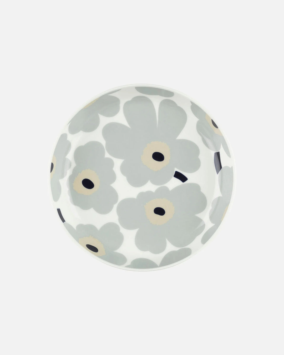 Unikko Deep Plate | 8" | White/Grey/Dk. Blue - pirkko. Marimekko