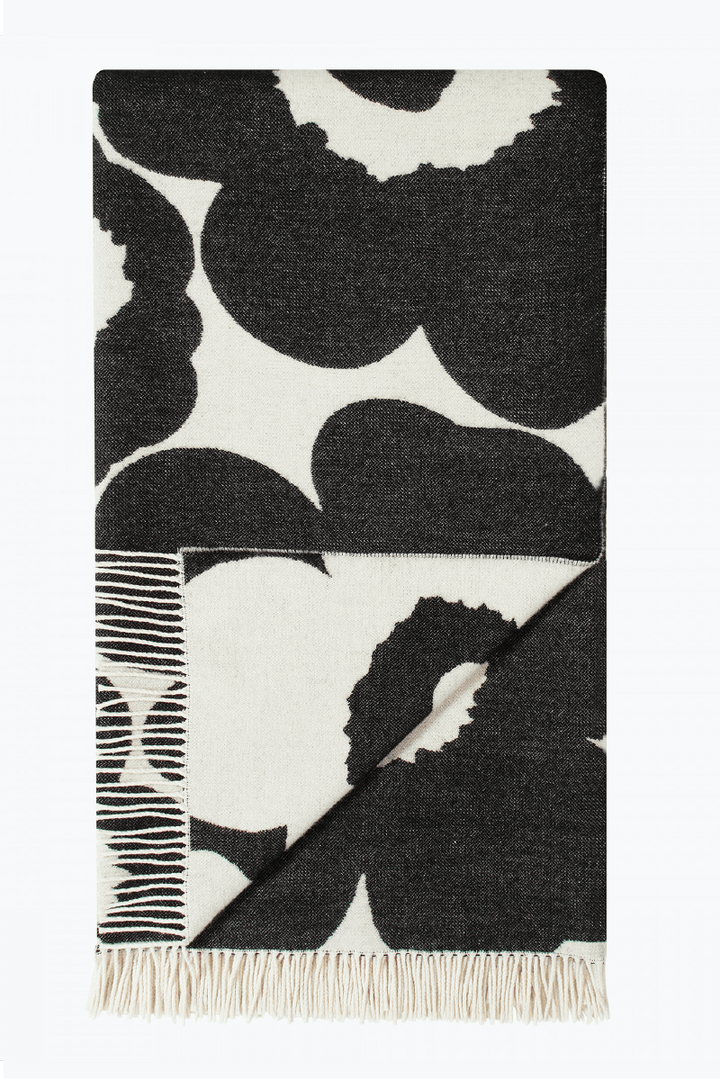 Unikko Wool Throw 51" x 71", Black/White - pirkko. Marimekko