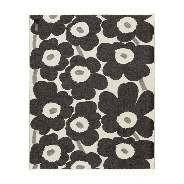 Unikko Wool Throw 51" x 71", Black/White - pirkko. Marimekko