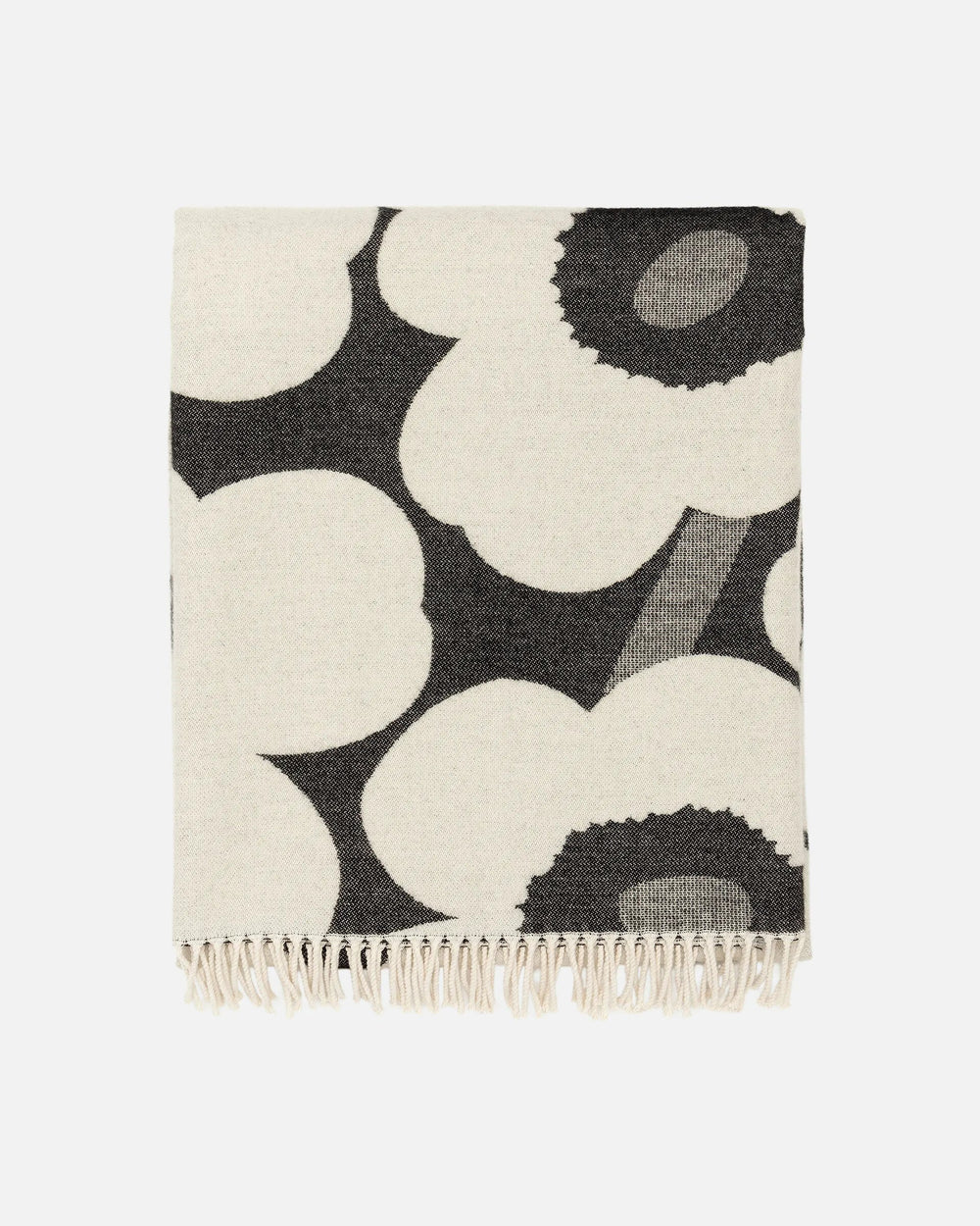 Unikko Wool Throw 51" x 71", Black/White - pirkko. Marimekko