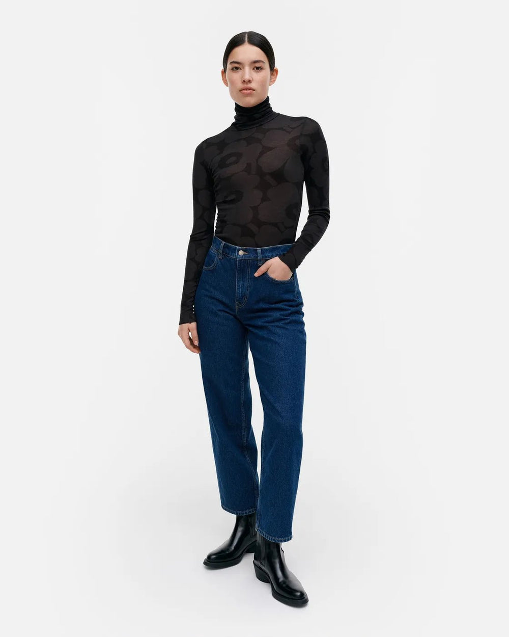 Vilina Unikko Wool Turtleneck | Black, Dark Grey - pirkko. Marimekko